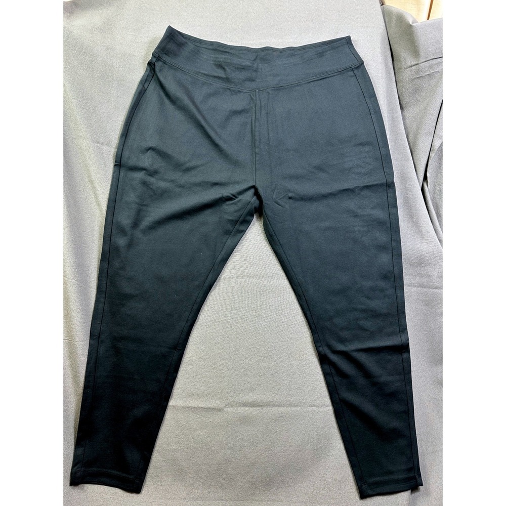 National Women PXL Black Stretch Knit Pull On Tapered Leg Pants 21877